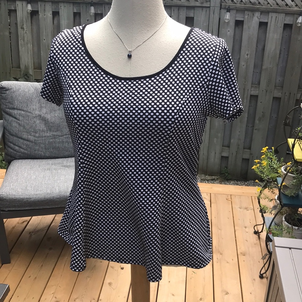 RICKI’S - Black and white polka dot peplum top